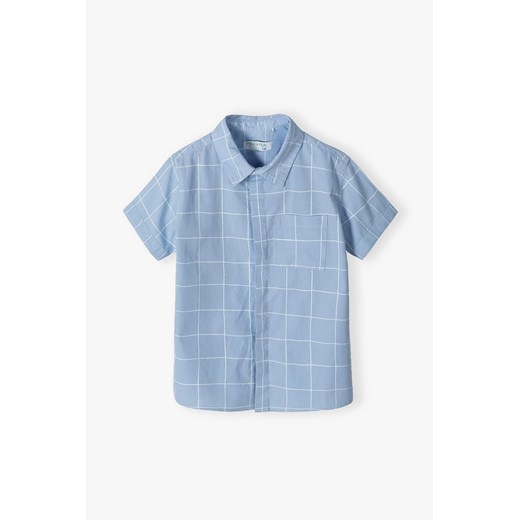 Niebieska koszula dla chłopca z krótkim rękawem w kratkę Max & Mia By 5.10.15. 104 5.10.15