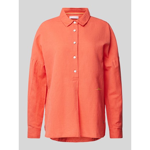 Bluzka lniana z wyhaftowanym logo ze sklepu Peek&Cloppenburg  w kategorii Koszule damskie - zdjęcie 171001576