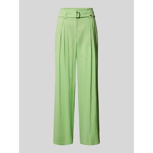 Spodnie lniane z szeroką nogawką i zakładkami w pasie ze sklepu Peek&Cloppenburg  w kategorii Spodnie damskie - zdjęcie 171001586