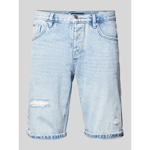 Szorty jeansowe o kroju slim fit z przetarciami ze sklepu Peek&Cloppenburg  w kategorii Spodenki męskie - zdjęcie 171001637