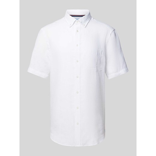 Koszula lniana o kroju regular fit z kołnierzykiem typu button down ze sklepu Peek&Cloppenburg  w kategorii Koszule męskie - zdjęcie 171001857