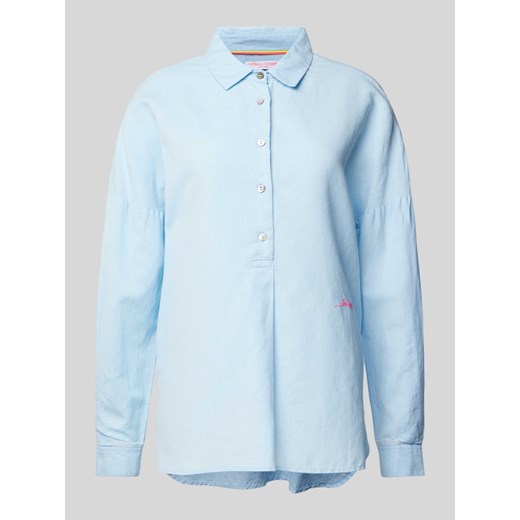 Bluzka lniana z wyhaftowanym logo ze sklepu Peek&Cloppenburg  w kategorii Koszule damskie - zdjęcie 171001889
