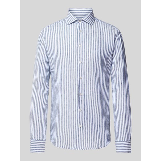 Koszula lniana o kroju casual slim fit ze wzorem w paski model ‘SYDNEY’ ze sklepu Peek&Cloppenburg  w kategorii Koszule męskie - zdjęcie 171001947