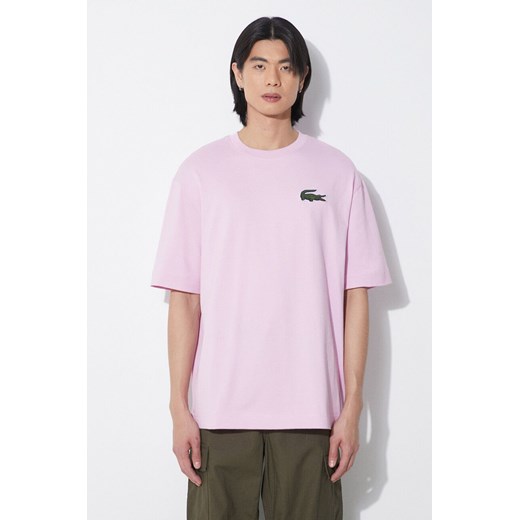 Lacoste t-shirt bawełniany kolor różowy z aplikacją Lacoste M PRM