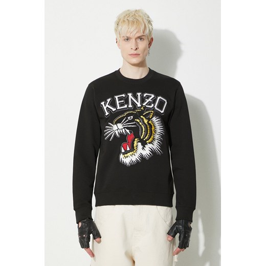 Kenzo bluza bawełniana Tiger Varsity Slim Sweatshirt męska kolor czarny z aplikacją FE55SW1844MF.99J ze sklepu PRM w kategorii Bluzy męskie - zdjęcie 171011765