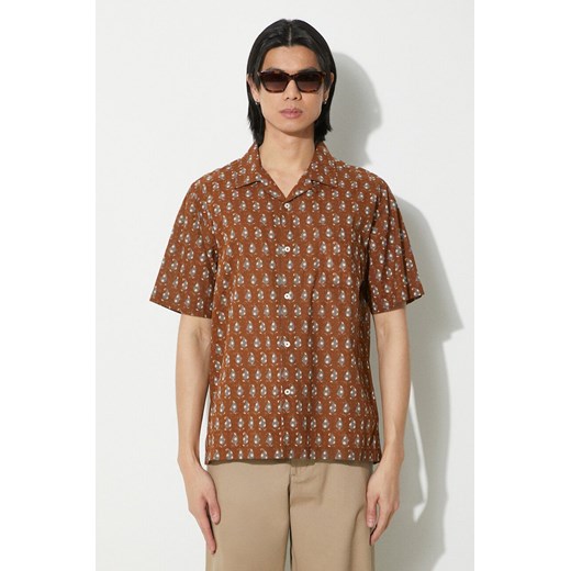 Universal Works koszula bawełniana Road Shirt męska kolor brązowy regular 30179.BROWN ze sklepu PRM w kategorii Koszule męskie - zdjęcie 171011825