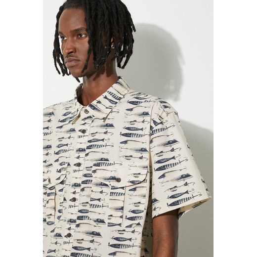 Filson koszula bawełniana Washed SS Feather męska kolor beżowy relaxed z kołnierzykiem klasycznym FMCAM0007 ze sklepu PRM w kategorii Koszule męskie - zdjęcie 171011829