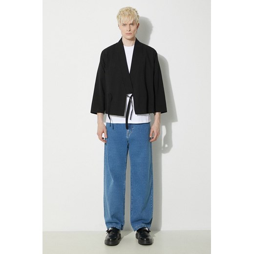 Kenzo kurtka z domieszką lnu Kimono Jacket kolor czarny przejściowa FE55VE1409GN.99 ze sklepu PRM w kategorii Kurtki męskie - zdjęcie 171011869