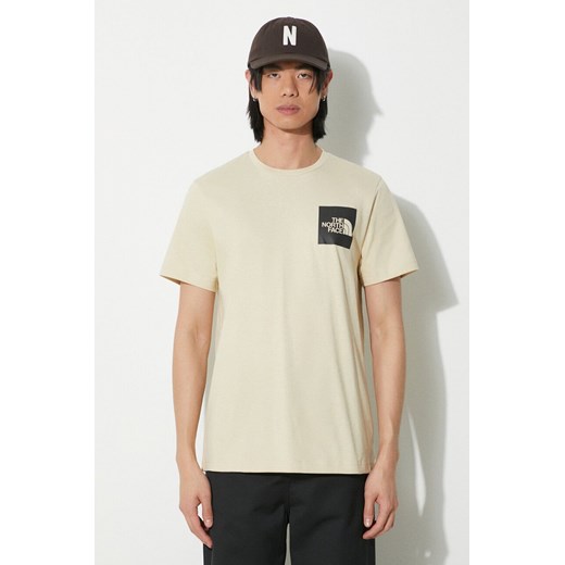 The North Face t-shirt bawełniany M S/S Fine Tee męski kolor beżowy z nadrukiem NF0A87ND3X41 ze sklepu PRM w kategorii T-shirty męskie - zdjęcie 171011998