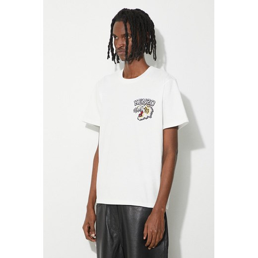 Kenzo t-shirt bawełniany Gots Tiger Varsity Slim T-Shirt męski kolor biały z aplikacją FE55TS1864SG.02 ze sklepu PRM w kategorii T-shirty męskie - zdjęcie 171012016