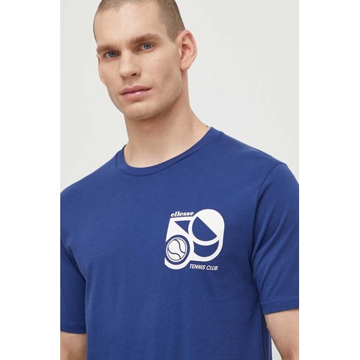 Ellesse t-shirt bawełniany Sport Club T-Shirt męski kolor granatowy z nadrukiem SHV20273 ze sklepu ANSWEAR.com w kategorii T-shirty męskie - zdjęcie 171013335