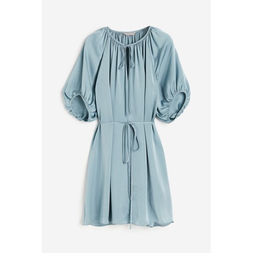 H & M - Satynowa sukienka z wiązaniem - Turkusowy ze sklepu H&M w kategorii Sukienki - zdjęcie 171013708