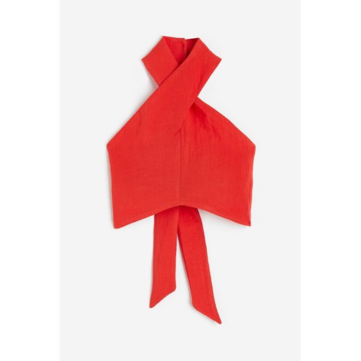 H & M - Krótki top z mocowaniem na karku - Czerwony H & M L H&M