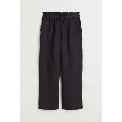 H & M - Lniane spodnie do kostki - Czarny ze sklepu H&M w kategorii Spodnie damskie - zdjęcie 171013805