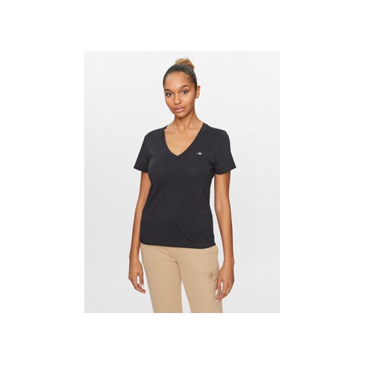 Gant T-Shirt Shield 4200750 Czarny Regular Fit ze sklepu MODIVO w kategorii Bluzki damskie - zdjęcie 171014215