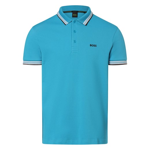BOSS Green Męska koszulka polo - Paddy Mężczyźni Bawełna cyjan jednolity ze sklepu vangraaf w kategorii T-shirty męskie - zdjęcie 171017408