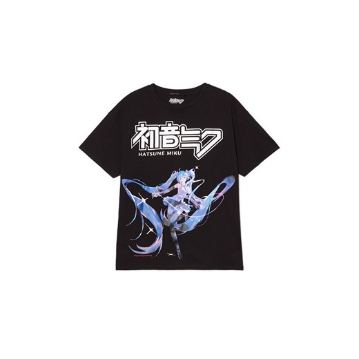 Cropp - Koszulka oversize z nadrukiem Hatsune Miku - czarny ze sklepu Cropp w kategorii Bluzki damskie - zdjęcie 171018577
