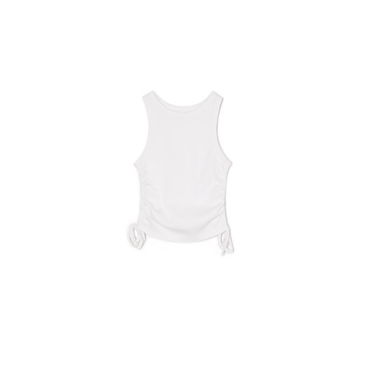 Cropp - Biały top z wiązaniami - biały ze sklepu Cropp w kategorii Bluzki damskie - zdjęcie 171018587