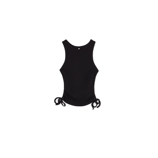 Cropp - Czarny top z wiązaniami - czarny ze sklepu Cropp w kategorii Bluzki damskie - zdjęcie 171018595