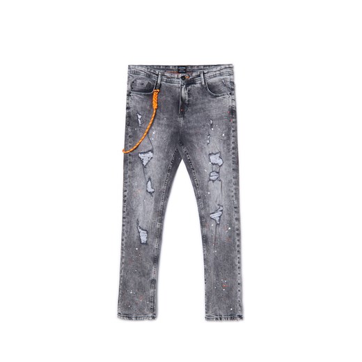 Cropp - Szare jeansy skinny z rozdarciami - jasny szary ze sklepu Cropp w kategorii Jeansy męskie - zdjęcie 171018668