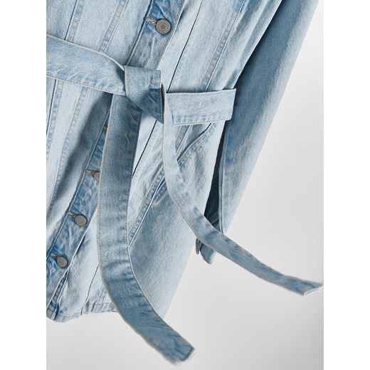 Sukienka niebieska Reserved z długim rękawem z kołnierzykiem koszulowa 