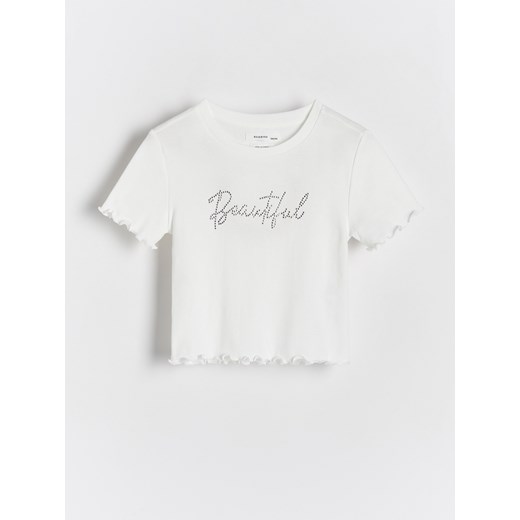 Reserved - T-shirt z aplikacją - biały ze sklepu Reserved w kategorii Bluzki dziewczęce - zdjęcie 171019106