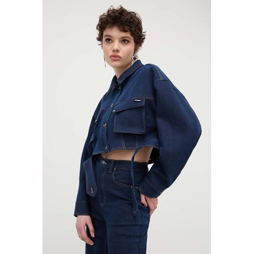 Rotate kurtka jeansowa damska kolor granatowy przejściowa oversize ze sklepu ANSWEAR.com w kategorii Kurtki damskie - zdjęcie 171019867