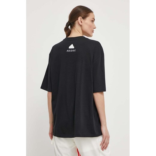 Czarna bluzka damska Adidas z krótkim rękawem bawełniana 