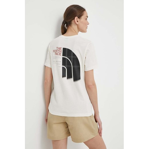 The North Face t-shirt bawełniany damski kolor beżowy NF0A87F0QLI1 ze sklepu ANSWEAR.com w kategorii Bluzki damskie - zdjęcie 171020106