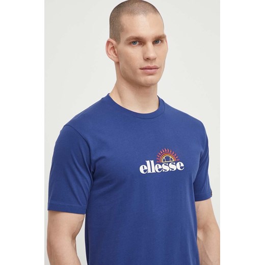 Ellesse t-shirt bawełniany Trea T-Shirt męski kolor granatowy z nadrukiem SHV20126 ze sklepu ANSWEAR.com w kategorii T-shirty męskie - zdjęcie 171020176