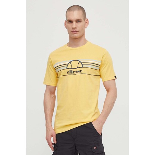 Ellesse t-shirt bawełniany Lentamente T-Shirt męski kolor żółty z nadrukiem SHV11918 ze sklepu ANSWEAR.com w kategorii T-shirty męskie - zdjęcie 171020196