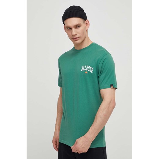 Ellesse t-shirt bawełniany Harvardo T-Shirt męski kolor zielony z nadrukiem SHV20245 ze sklepu ANSWEAR.com w kategorii T-shirty męskie - zdjęcie 171020206