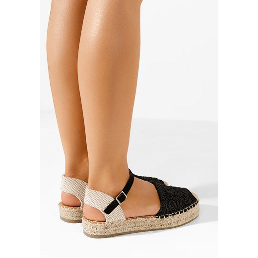 Espadryle damskie Zapatos z klamrą czarne letnie casualowe 