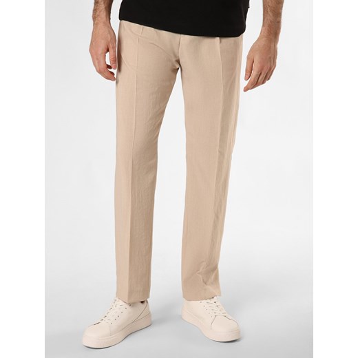 HUGO Spodnie - Teagan242X_WG Mężczyźni Modern Fit beżowy jednolity ze sklepu vangraaf w kategorii Spodnie męskie - zdjęcie 171023388