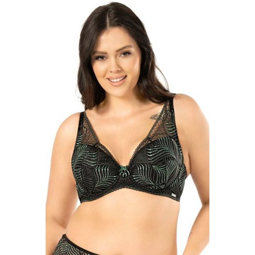 Koronkowy biustonosz push-up braletka Diana, Kolor czarno-zielony, Rozmiar 65D, Mefemi ze sklepu Intymna w kategorii Biustonosze - zdjęcie 171024905