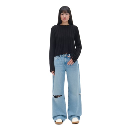 Cropp - Niebieskie jeansy wide leg - niebieski ze sklepu Cropp w kategorii Jeansy damskie - zdjęcie 171025668