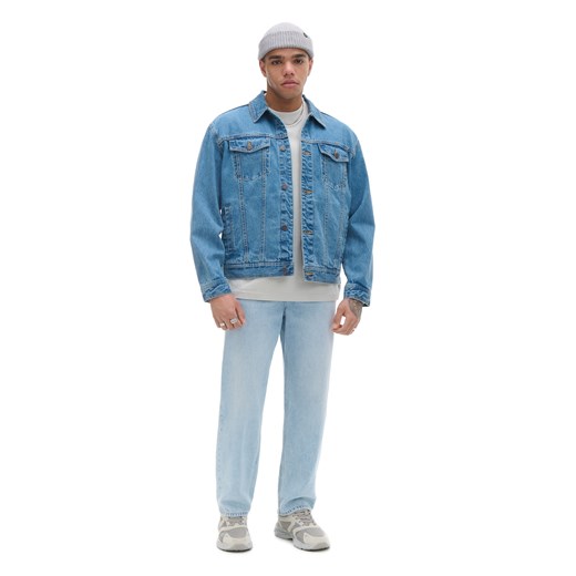 Cropp - Ciemnoniebieska kurtka jeansowa - granatowy Cropp S Cropp