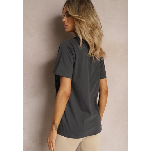 Ciemnoszara Bawełniana Koszulka T-shirt o Klasycznym Kroju Nilfgaarda Renee 2XL promocja Renee odzież
