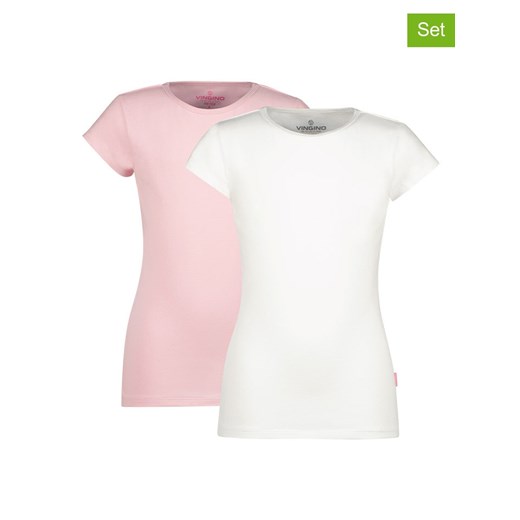 Vingino Koszulki (2 szt.) w kolorze białym i jasnoróżowym ze sklepu Limango Polska w kategorii Bluzki dziewczęce - zdjęcie 171026415