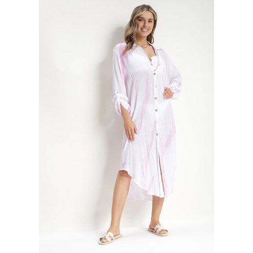 Jasnoróżowa Sukienka Oversize o Koszulowym Fasonie Rarosa ze sklepu Born2be Odzież w kategorii Sukienki - zdjęcie 171029139