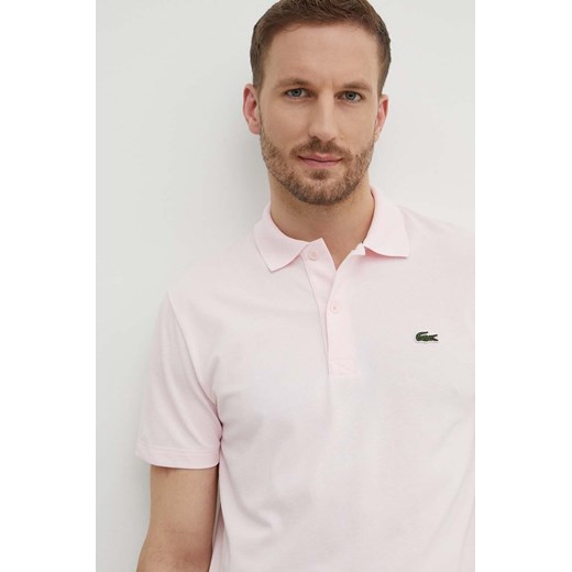 T-shirt męski Lacoste z krótkim rękawem różowy casual 