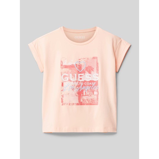 T-shirt z nadrukiem z logo ze sklepu Peek&Cloppenburg  w kategorii Bluzki dziewczęce - zdjęcie 171032238
