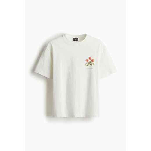 H & M - T-shirt z nadrukiem Loose Fit - Biały ze sklepu H&M w kategorii Bluzki damskie - zdjęcie 171032878