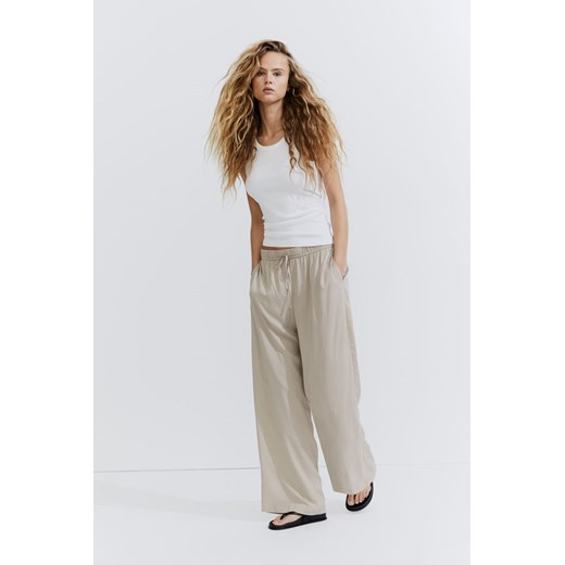 H & M - Szerokie spodnie bez zapięcia - Brązowy ze sklepu H&M w kategorii Spodnie damskie - zdjęcie 171032888