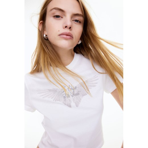 H & M - T-shirt z nadrukiem - Biały ze sklepu H&M w kategorii Bluzki damskie - zdjęcie 171032897