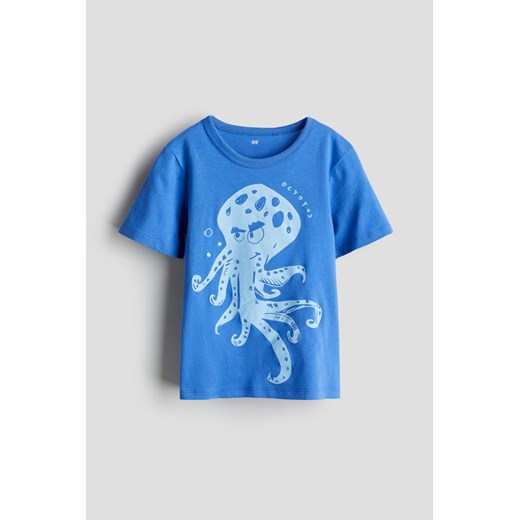 H & M - Bawełniany T-shirt z nadrukiem - Niebieski ze sklepu H&M w kategorii T-shirty chłopięce - zdjęcie 171032908