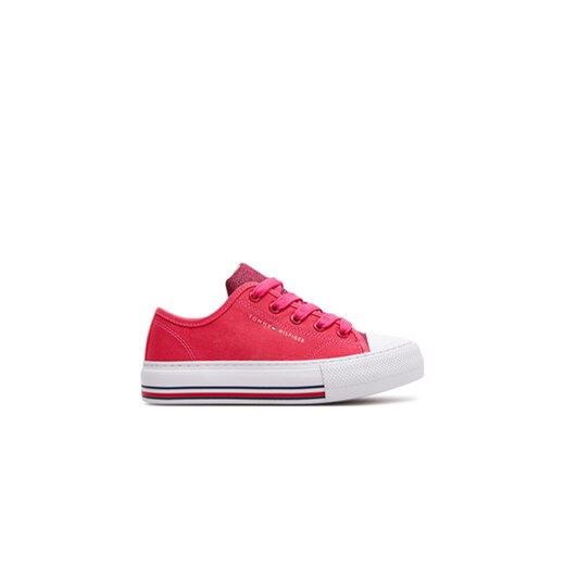 Tommy Hilfiger Trampki Low Cut Lace-Up Sneaker T3A9-33185-1687 M Różowy ze sklepu MODIVO w kategorii Trampki dziecięce - zdjęcie 171035967
