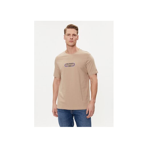 Tommy Hilfiger T-Shirt Track Graphic MW0MW34429 Beżowy Regular Fit ze sklepu MODIVO w kategorii T-shirty męskie - zdjęcie 171036268