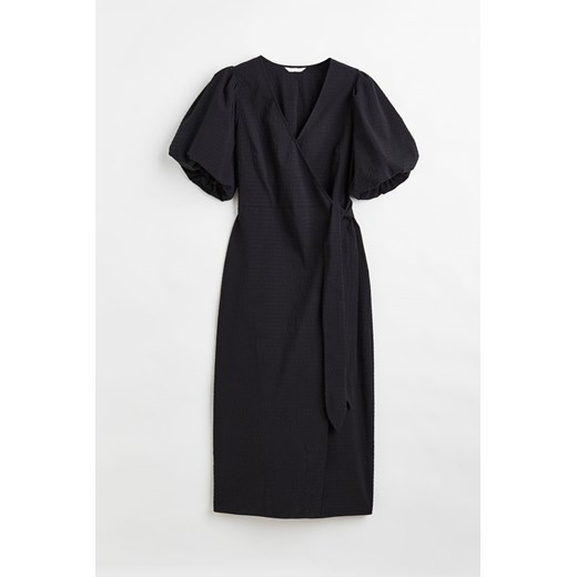 H & M - Kopertowa sukienka z bufkami - Czarny H & M XS H&M