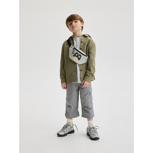 Reserved - Spodnie culotte z kontrastowymi przeszyciami - jasnoszary ze sklepu Reserved w kategorii Spodnie chłopięce - zdjęcie 171046216